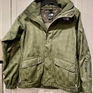 The North Face HyVent Green Checkered Women's Hooded Jacket in size xs